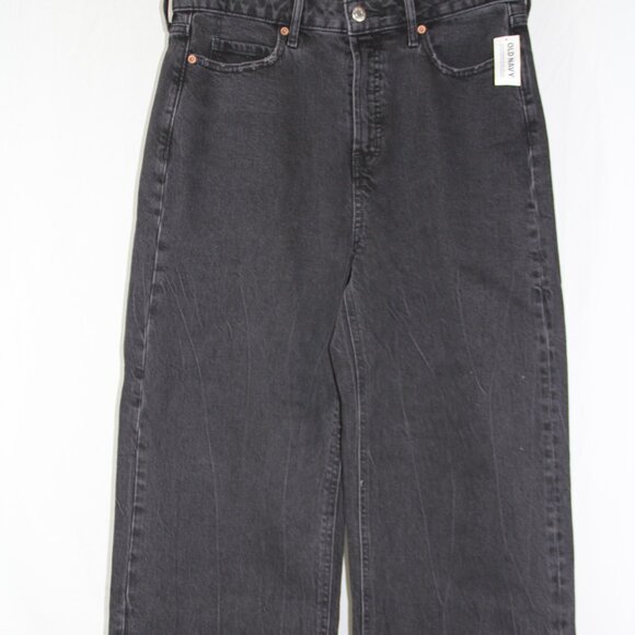 Old Navy Extra High-Rise Sky-Hi Wide-Leg Jeans Women's 10 Faded Black Wash NEW - Picture 2 of 10
